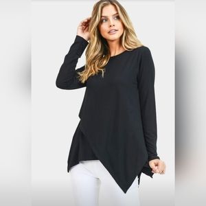 Asymmetric Hem Long Sleeve Top